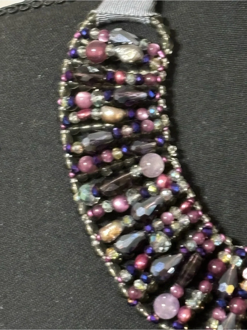 Talbots Purple Beaded Statement Necklace 20”+2”